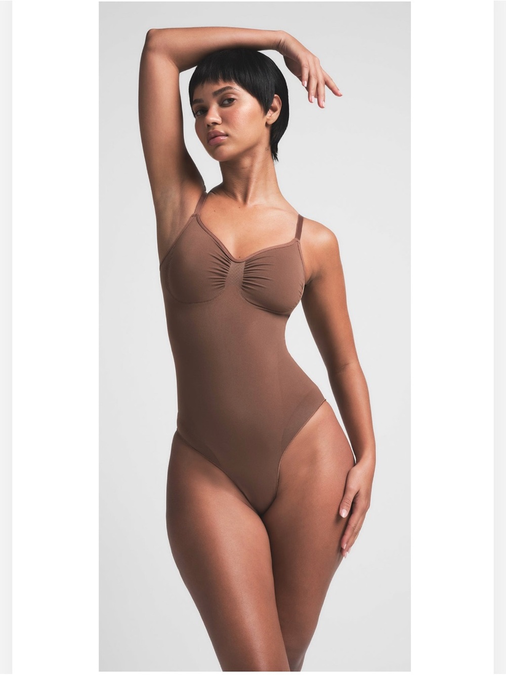 NWOT SKIMS Seamless Sculpt Brown Brief Bodysuit with Adjustable Straps Jasper XS